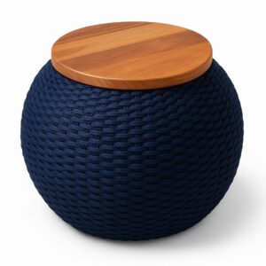 Mesa Puff com Tampo em Madeira